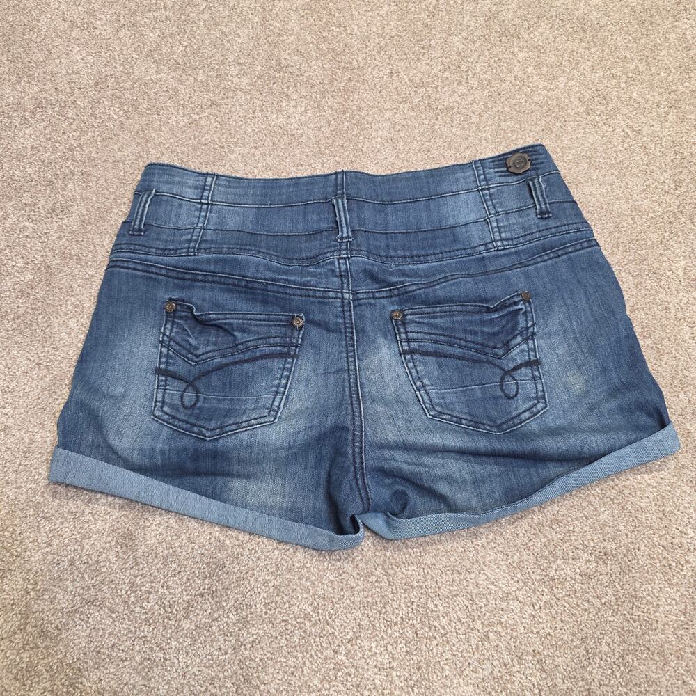 1st Kiss Jean Shorts Women's Juniors Size 13 High Waist Cuffed Dark Wash